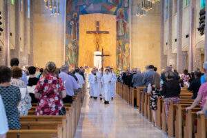 Procession down the St. columba cathedral aisle