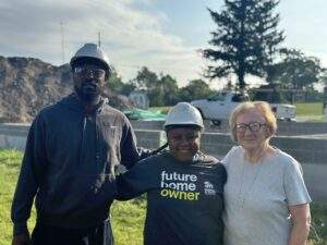 The Mathises pose with Sister Carolyn
