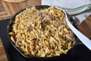 photo of beef stroganoff in the pan