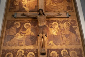 Wooden mural of the nativity