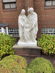 Outside statue of the Holy Family