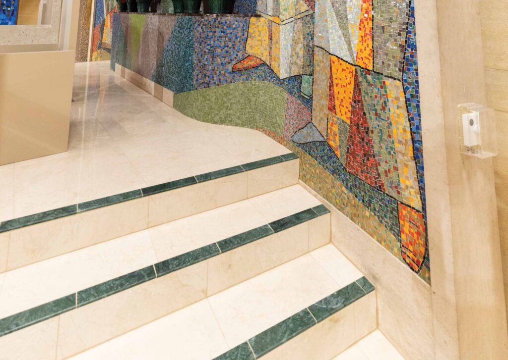 Marble accents now adorn the floor around the altar. Photo by Brian Keith
