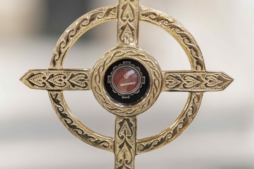 Closeup of the relic of St. Patrick which is now housed at St. Patrick Parish in Hubbard. Photo by Brian Keith.