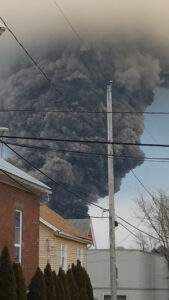 Cloud of black smoke hovers over East Palestine.