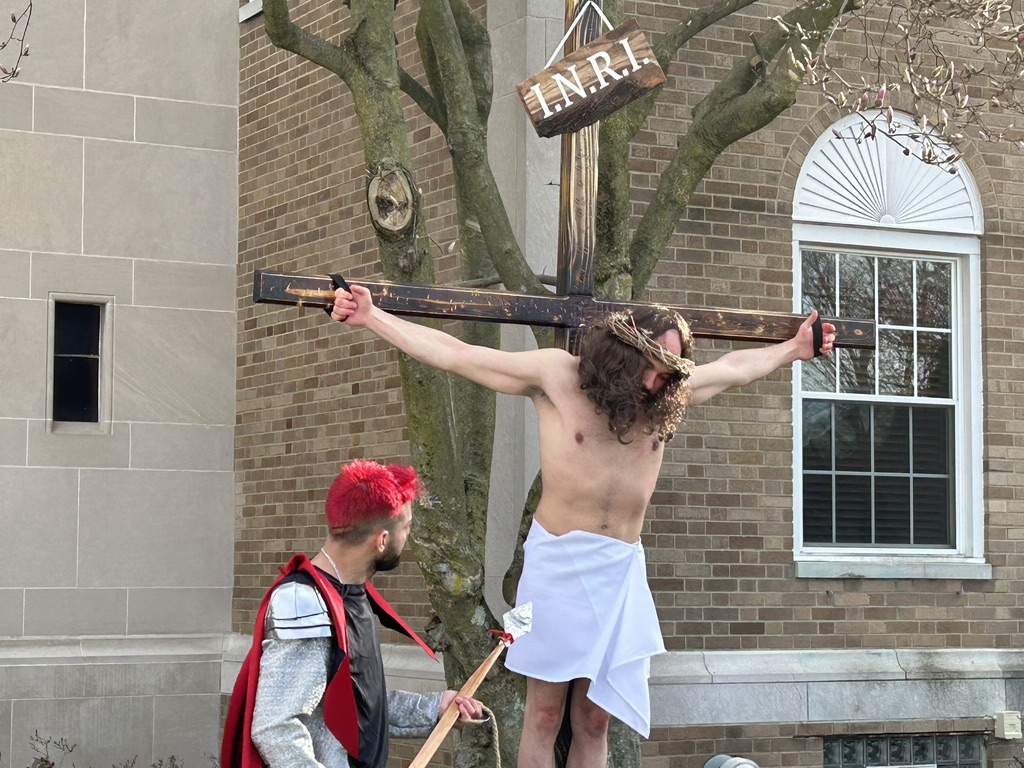 The Hispanic community at St. Dominic Parish presented live Stations of the Cross on Good Friday, April 7.