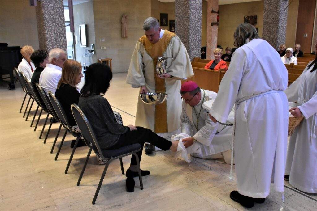 Bishop Bonnar washes feet at Holy Thursday Mass