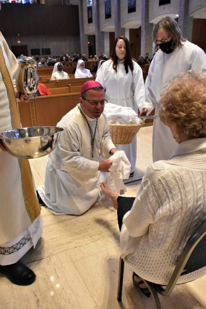 Bishop Bonnar washes feet at Holy Thursday Mass