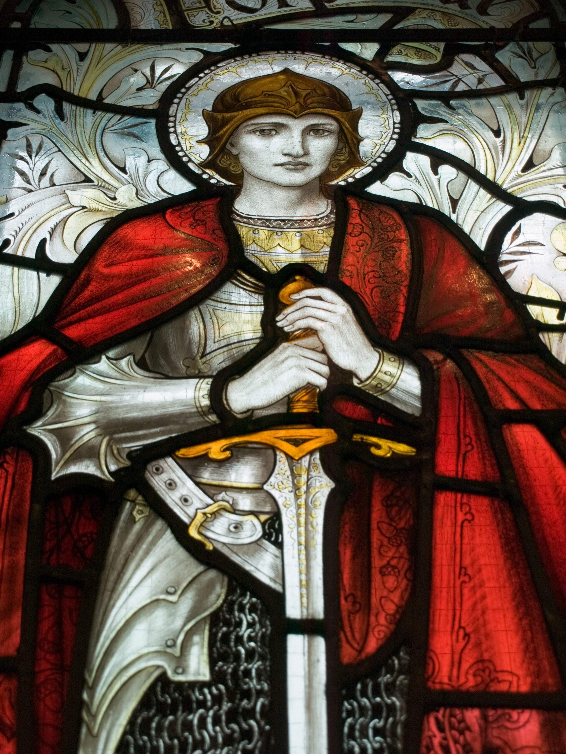 Stained glass window of St. Joan of Arc