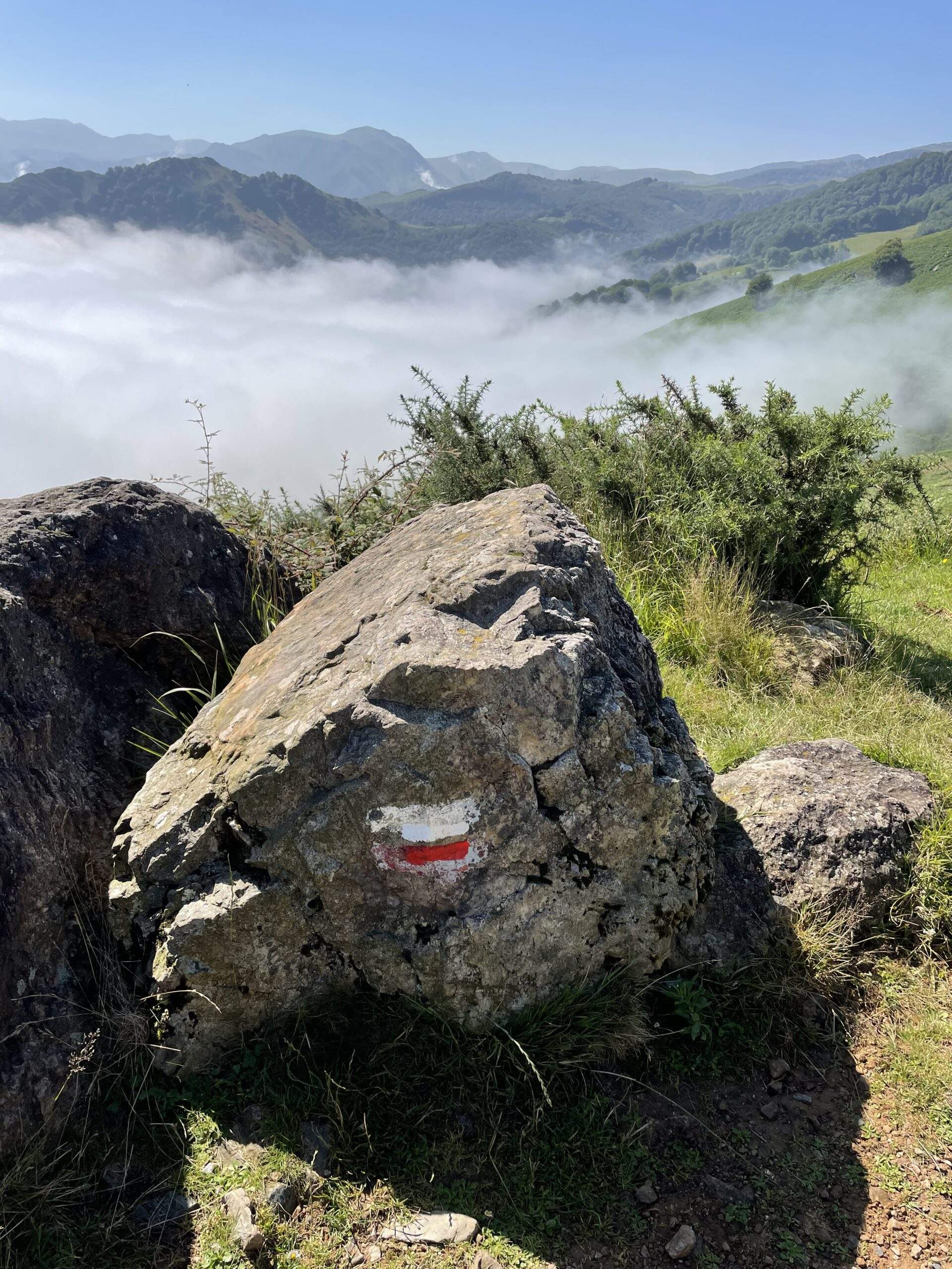 rock with Camino marker