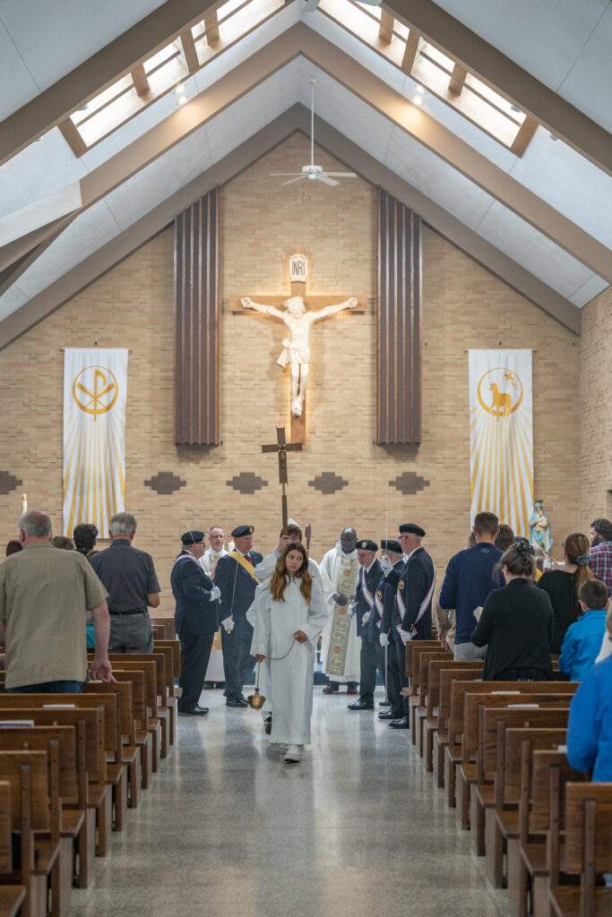 Recessional at St. Mary Parish in Orwell during the altar blessing on May 7. Photo by Brian Keith