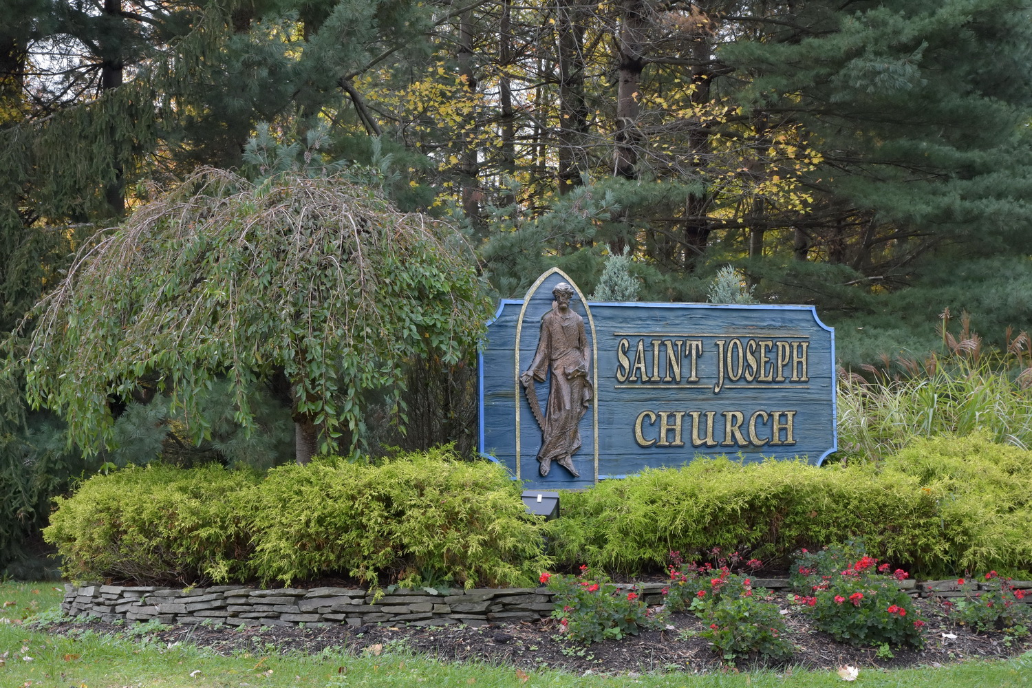 Sign for St. Joseph Church in Mantua, Ohio