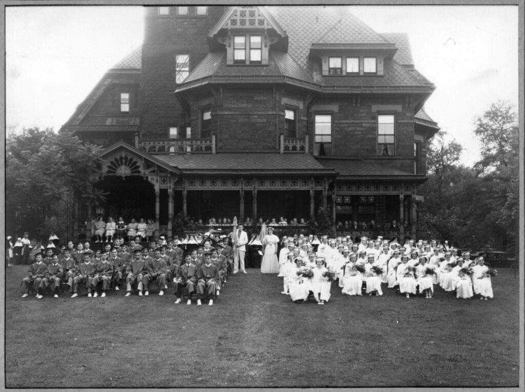 The 1936 graduating class of Ursuline High School was taken in front of the campus' Ursuline convent, which was pulled down in the late 1960s.