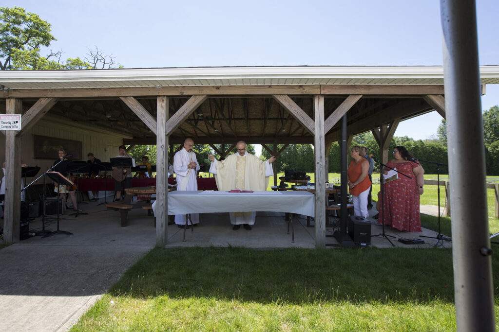 Outdoor mass at St. Charles Borromeo Parish