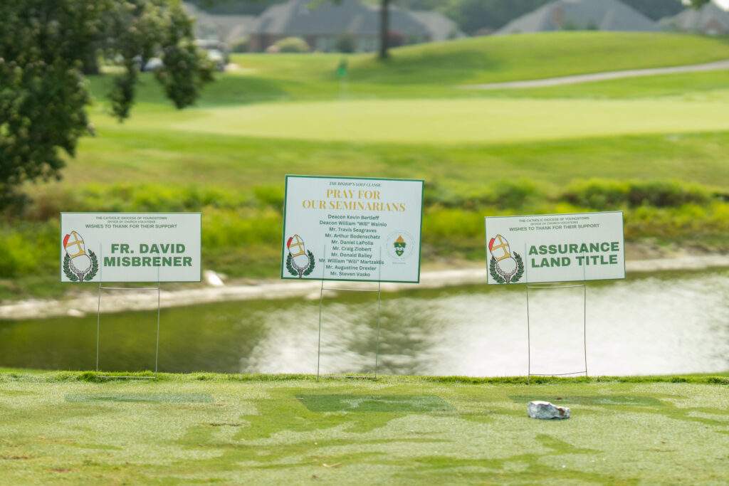 sponsor signs at the first hole