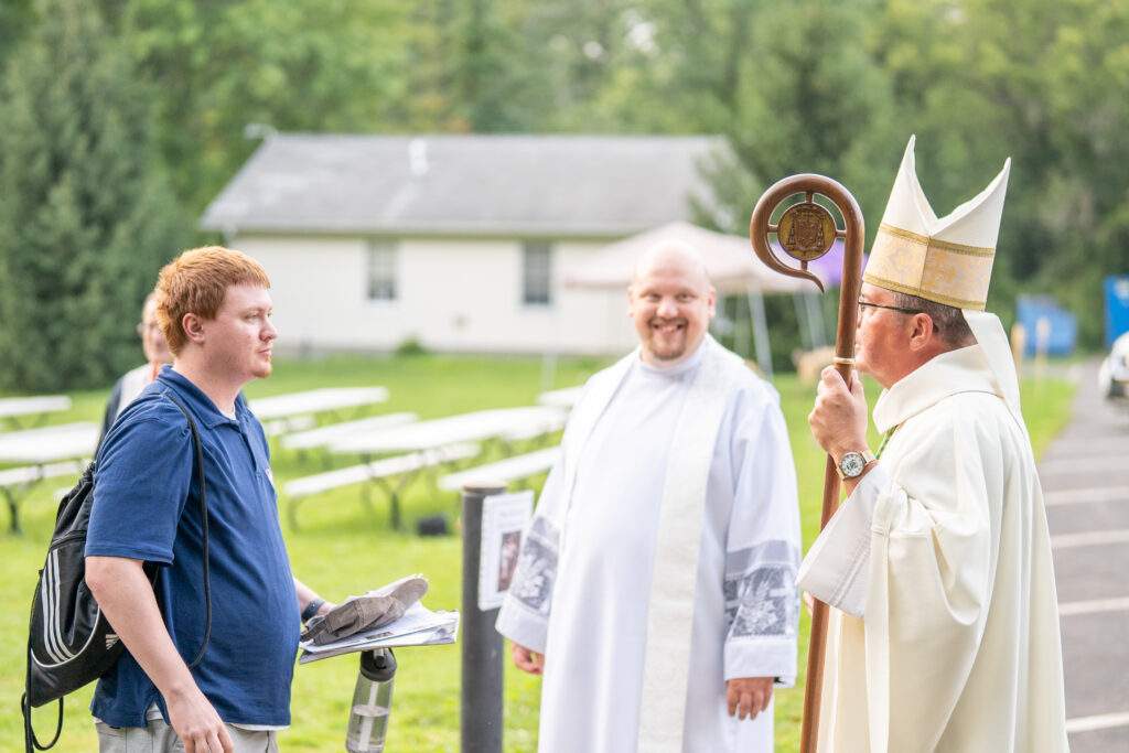 Bishop meets World Youth Day participant after Mass