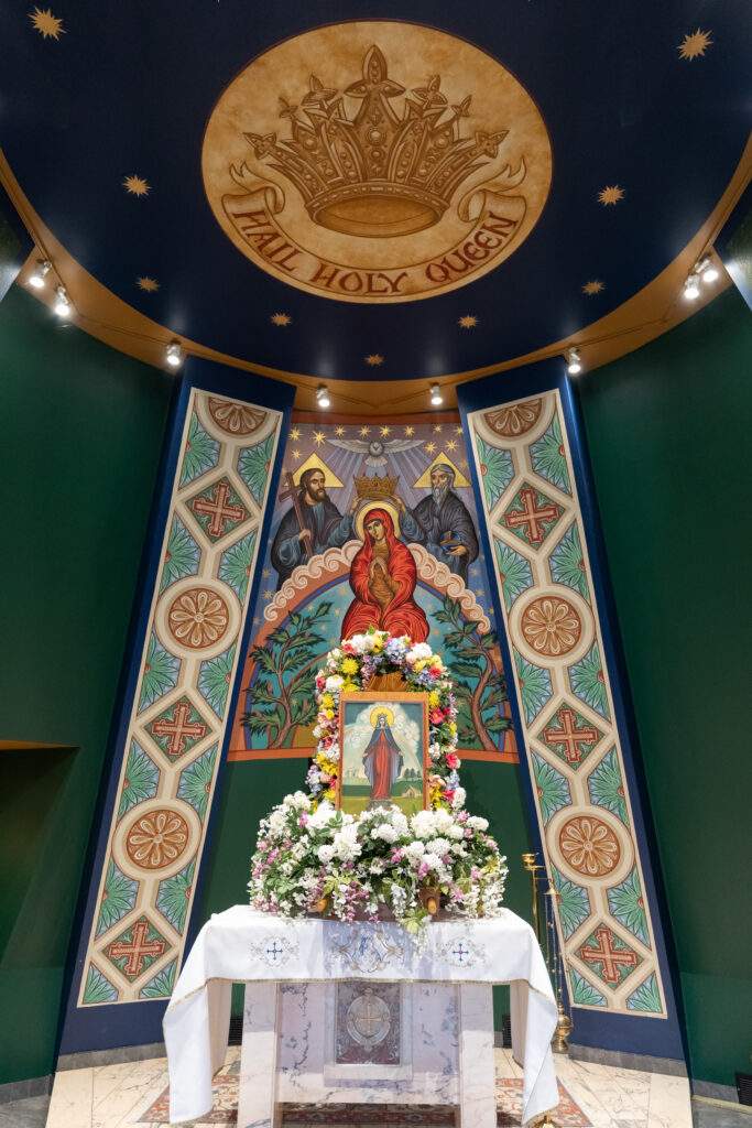 Image of Mary is placed on the altar in the shrine