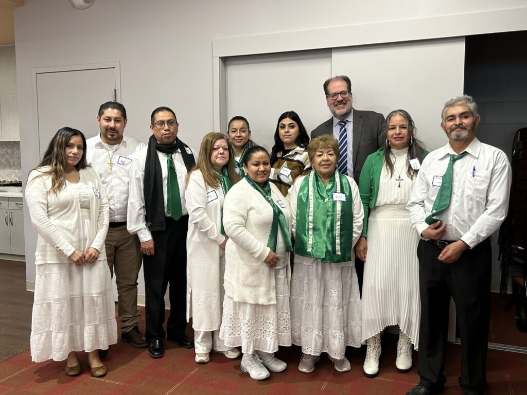 The choir poses for a photo