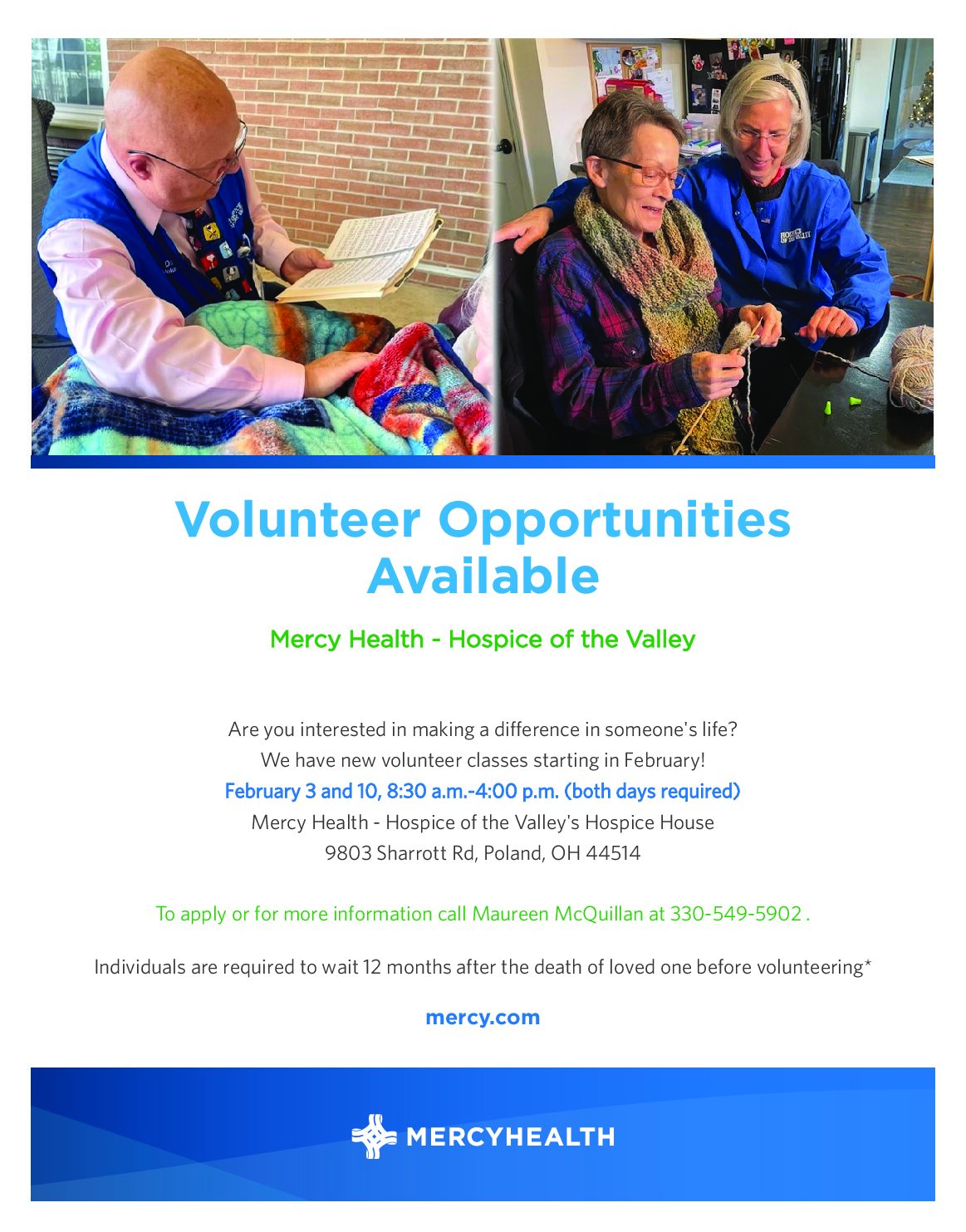 Mercy Health-Hospice of the Valley Volunteer Opportunities - The ...