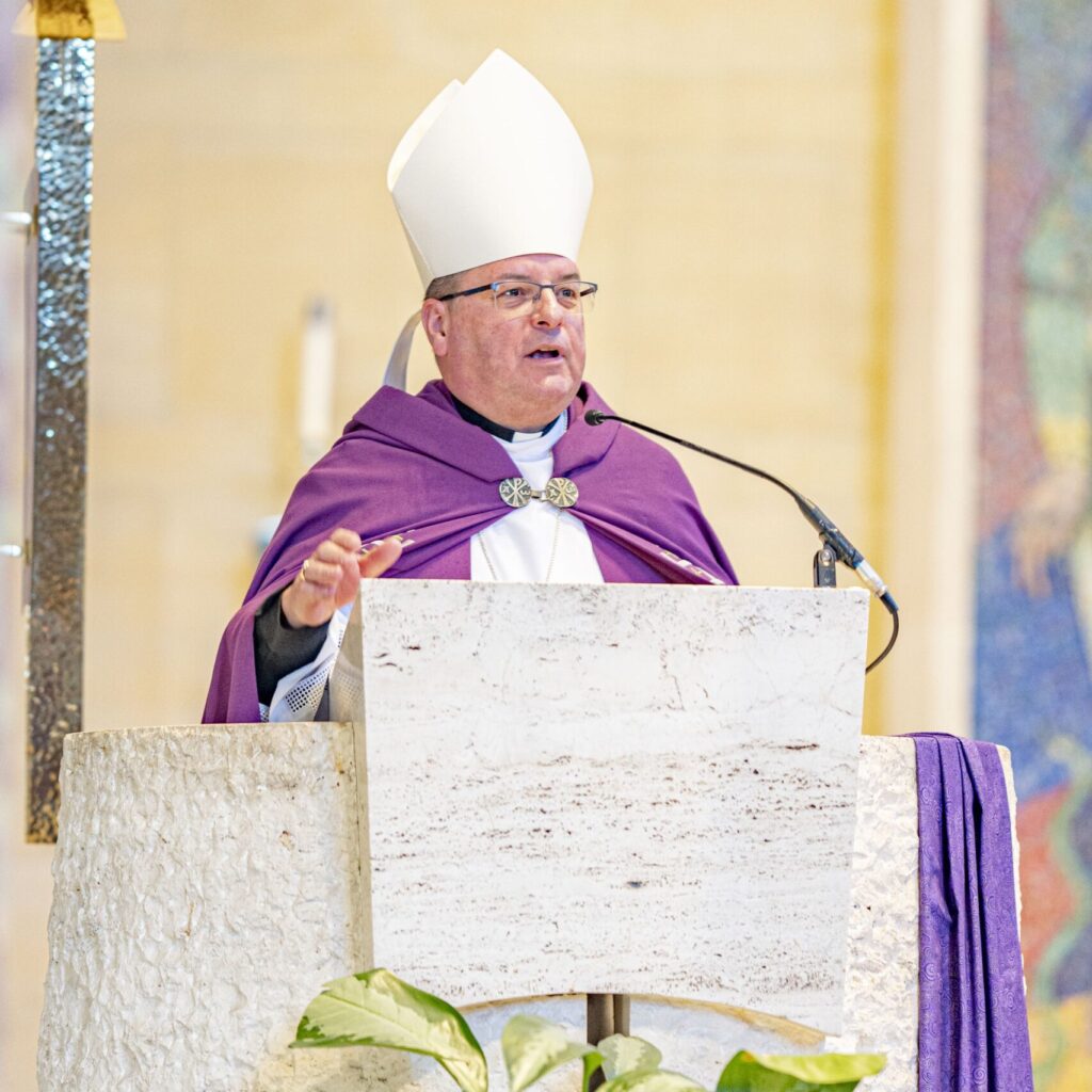 Bishop Bonnar delivers a homily during the Rite of Election. Photo by Brian Keith.