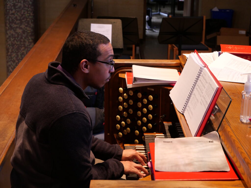 Ralph Holtzhauser plays the organ for Ash Wednesday Mass