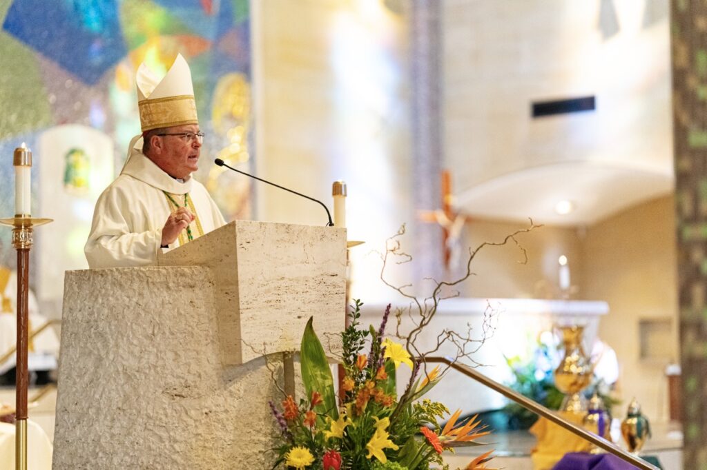 Bishop Bonnar delivers his homily during Holy Thursday 2024. Photo by Brian Keith.