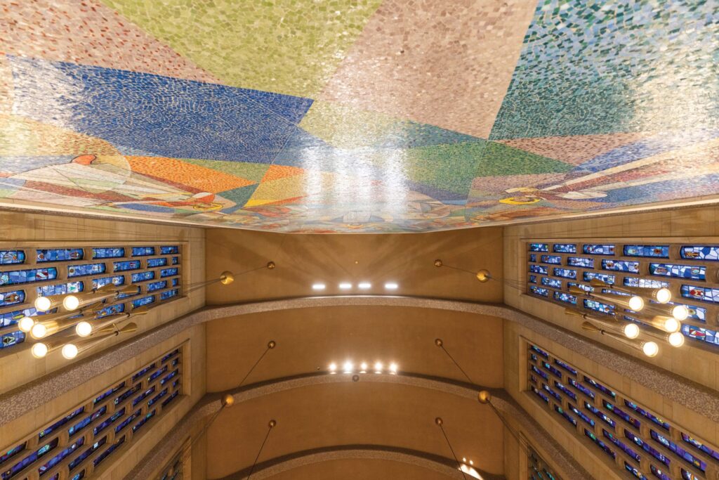 New lighting was added to illuminate the mosaic at the cathedral. Photo by Brian Keith