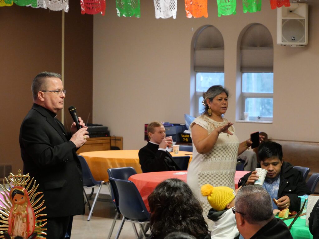 Bishop Bonnar and Cristina Hernendez answer questions at the second annual hispanic summit