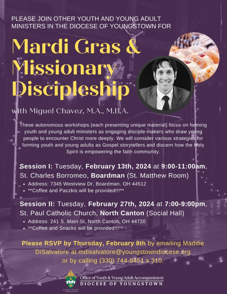 flyer for Mardi Gras & Missionary Discipleship Workshop