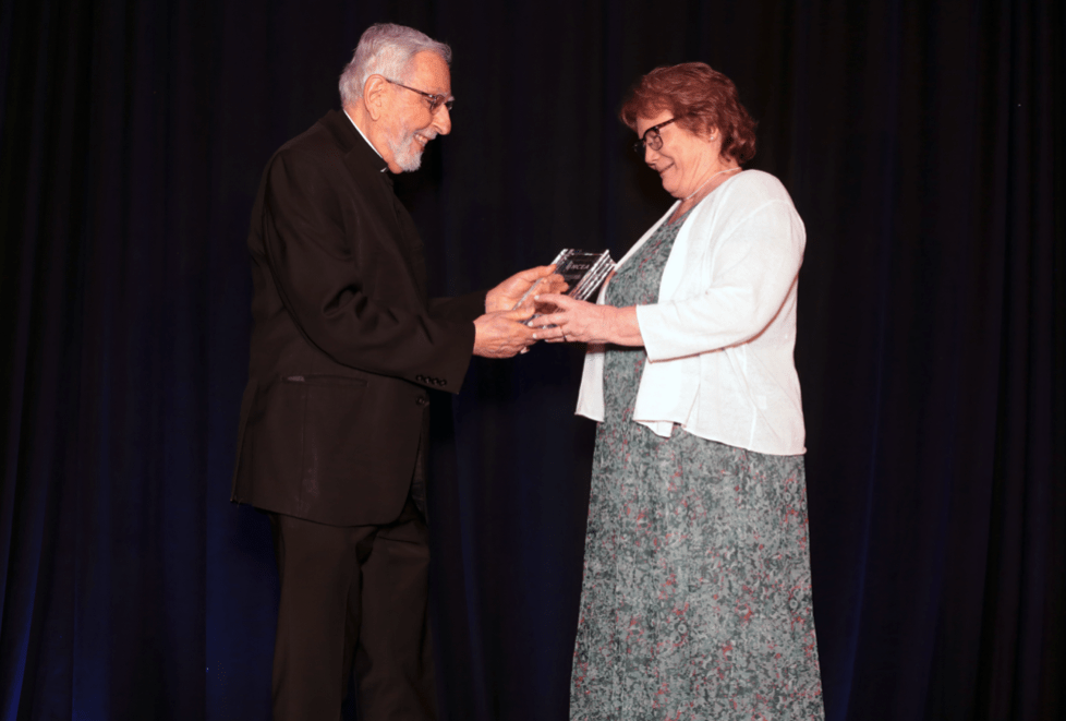 Mary Fiala accepts the lifetime achievement award.