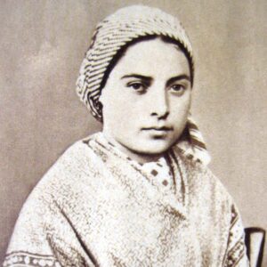 black and white photo of Saint Bernadette. Courtesy of Wikimedia Commons