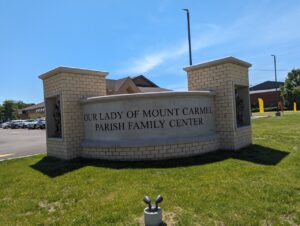 Sign of the new parish center at Mt. Carmel in Niles. Photo by Karen S. Kastner.