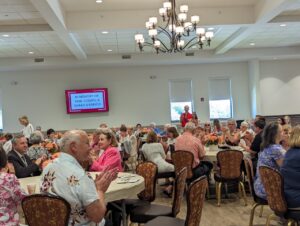 The tables are full at the dedication of the new parish center at Mt. Carmel in Niles. Photo by Karen S. Kastner.