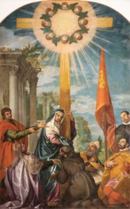 Bari - The painting of Exaltation of Holy Cross in the church Chiesa di Santa Croce by unknown painter of Veronese school.