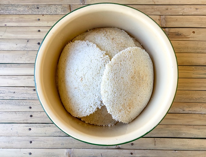 Jepa traditional food from Mandar West Sulawesi. Made from cassava and grated coconut.