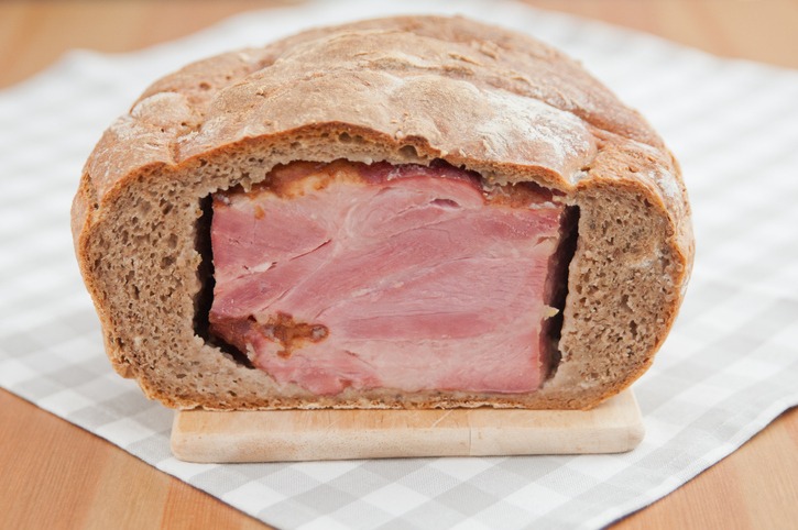 German Easter Bread filled with ham