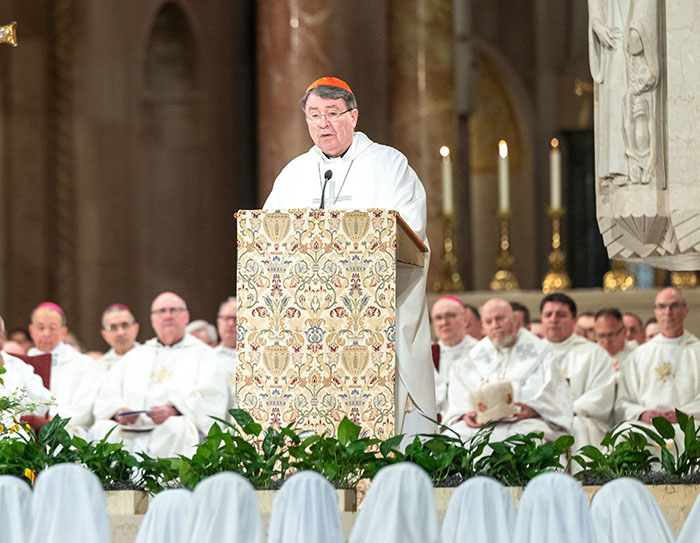 Apostolic Nuncio speaks at a podium
