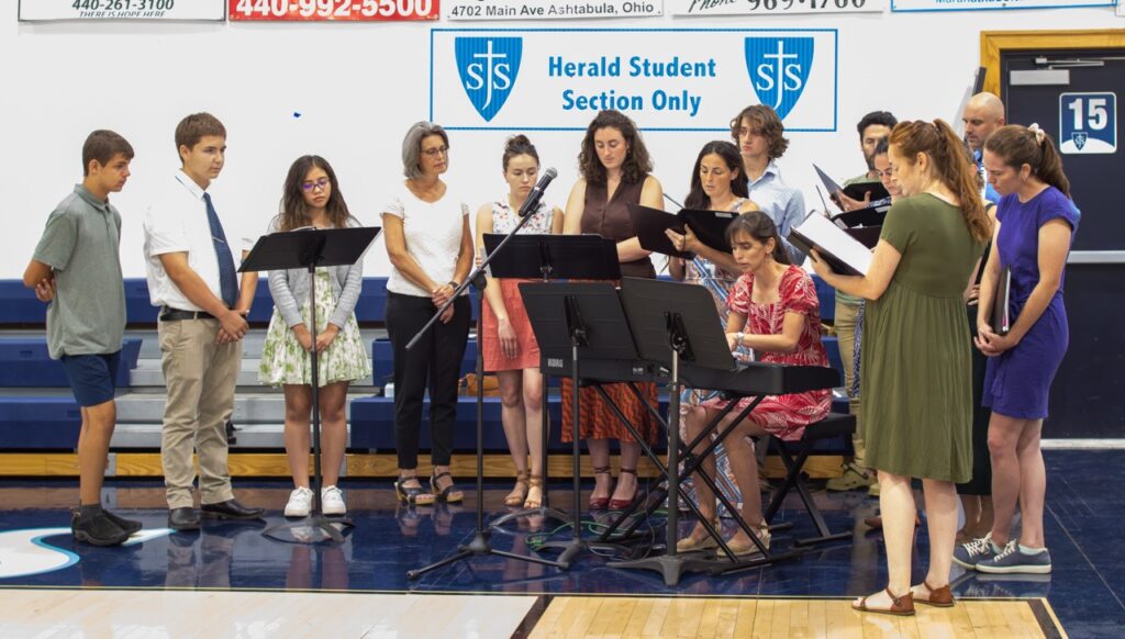 Students provide the music at the Saint John School ribbon cutting
