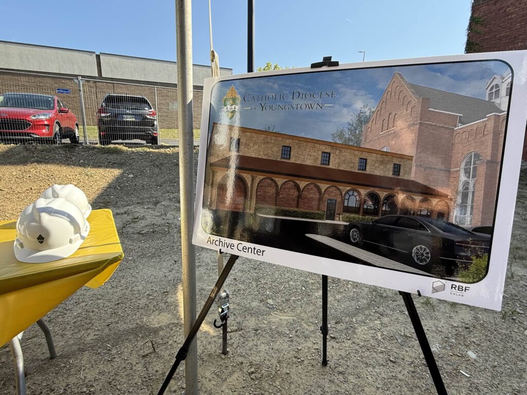 Poster showing the plans for the new archival center