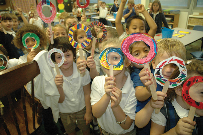 Students from St. John Catholic School in Ashtabula during Senior Throwback.
