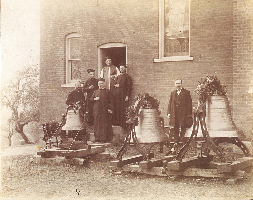Archive photo of the bells for St. Philip Neri Parish in Dungannon that were blessed in 1899.