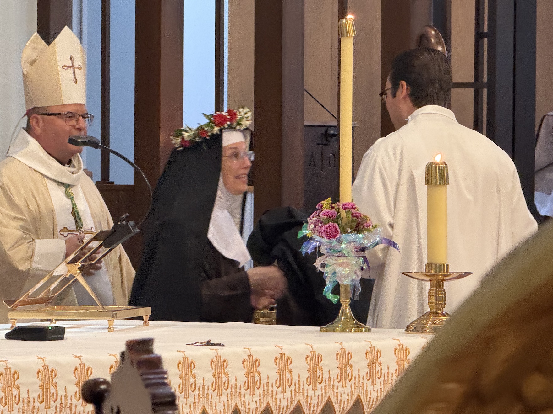 Sister Mary Faustina smiles at the end of the ceremony