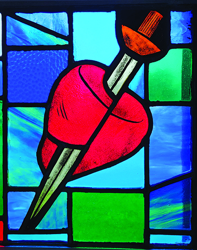 Sacred Heart stained glass from Our Lady of Perpetual Help Parish, McDonald.
