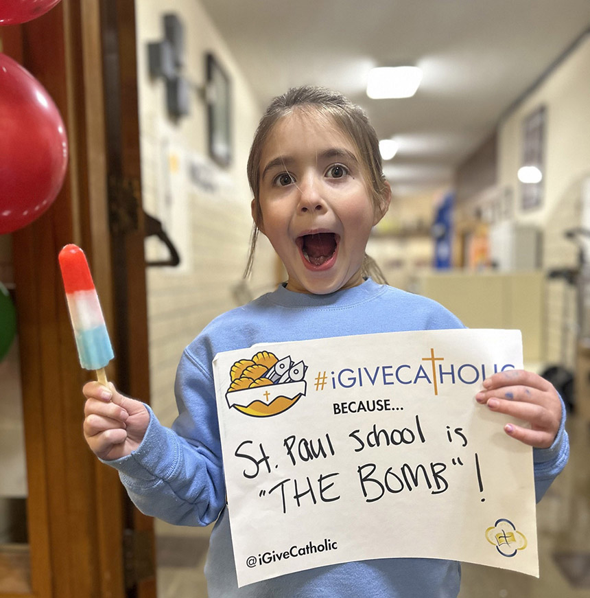 Student enjoying a treat at St. Paul School Salem.