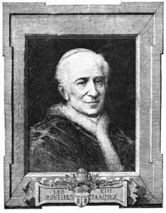 Pope Leo XIII vintage photo of the portrait drawing.