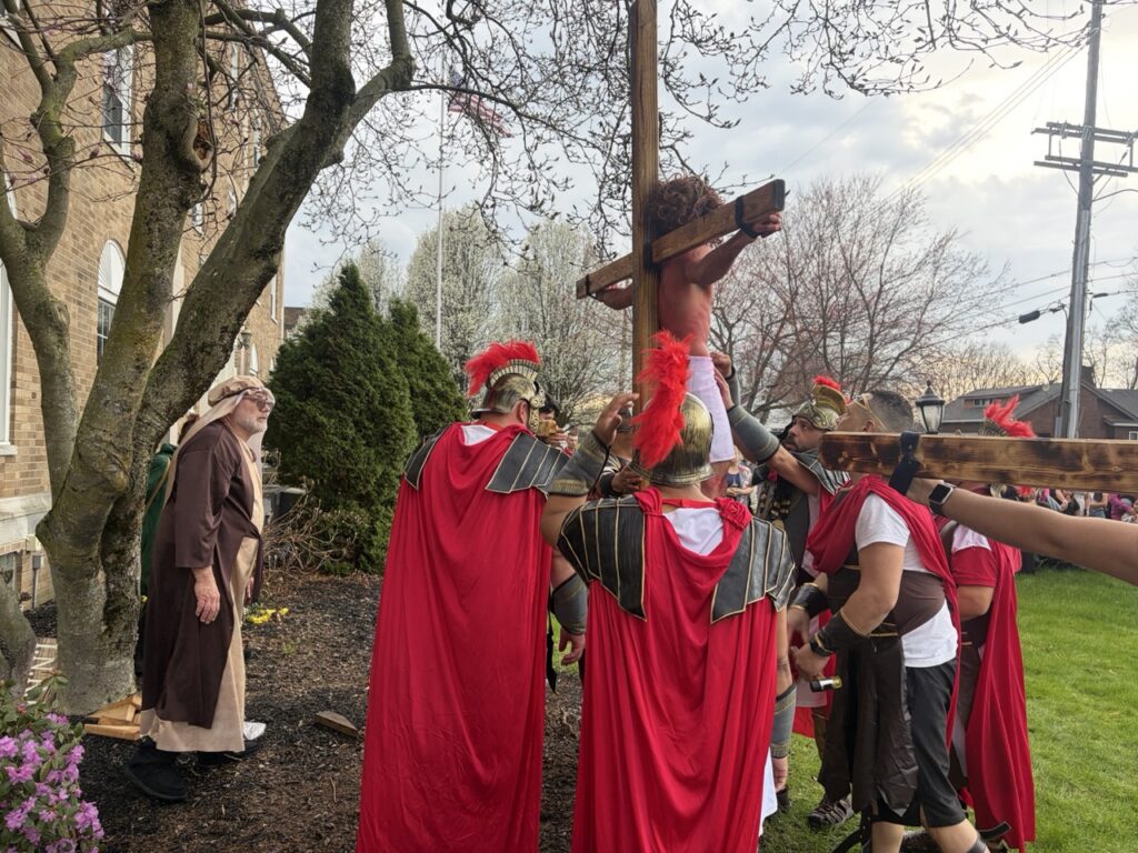 Jesus is crucified. Living Stations of the Cross at St. Dominic. Photo by Paulina Montaldo. 